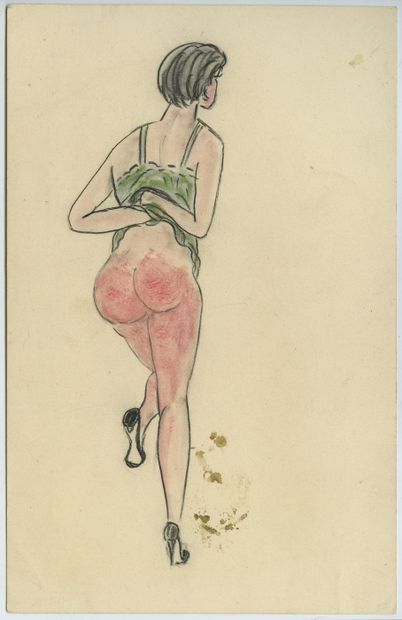null ANONYMOUS. Spankings. 10 watercolor drawings, 22 x 15 cm. Joint: MAX. Donimatrices,...