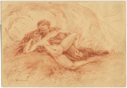 null S. ROCHANKOVSKI or S. ROCHANKOUS. The Nymph and the faun, around 1930. Drawing...