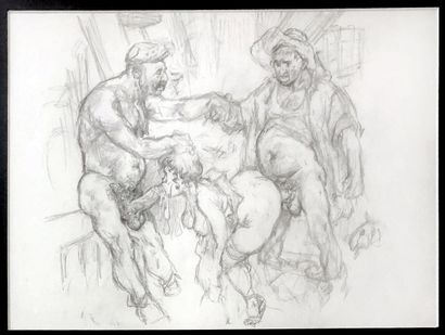 null Antonio PARRAS (1929-2010). The Sharing, circa 1980. Original pencil drawing,...