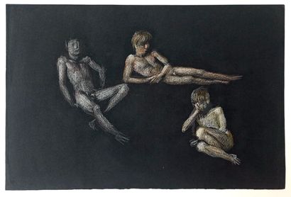 null MALE. Gaston GOOR (1902-1977). Nude studies, circa 1950-1960. Pastel on black...