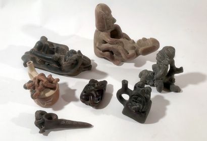 null SOUTH AMERICA. 7 terracotta objects, various sizes.