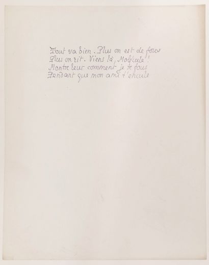 null Pierre LOUŸS. Quatrains, around 1890. 7 handwritten sheets, in violet ink, 25...