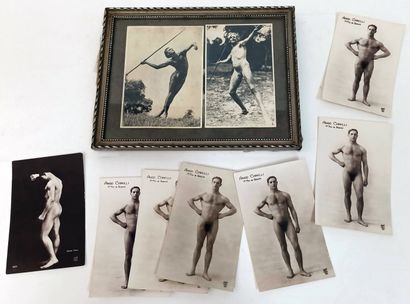null MALE. Nude studies, 7 postcards 13,5 x 9 cm. Joint: 2 silver prints of the period...