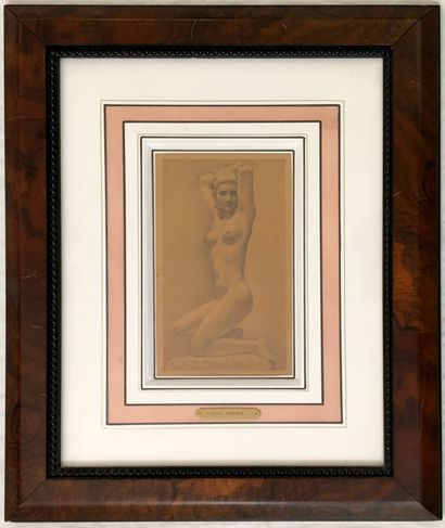null Louis DERBRE. Nude with arms raised. Pencil on paper, 24 x 14 cm. Signed at...