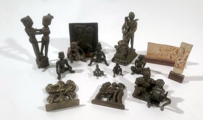 null INDIA. 15 objects including 13 in bronze and various sizes.