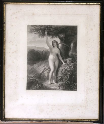 null [Unidentified artist] Eve picking the apple, 1840. Romantic lithograph, 34 x...