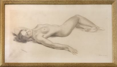 null Paul PONSARD (1882-1915). Reclining nude woman, circa 1930-1950. Ducher et Mathieu,...