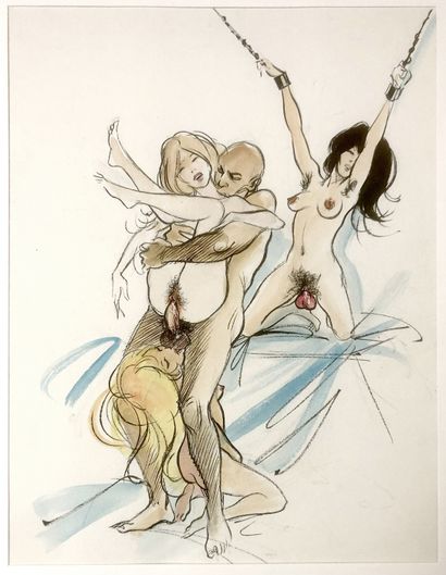 null HODGES. Marquis de Sade, circa 1960. 3 watercolors, 28,5 x 22 cm.