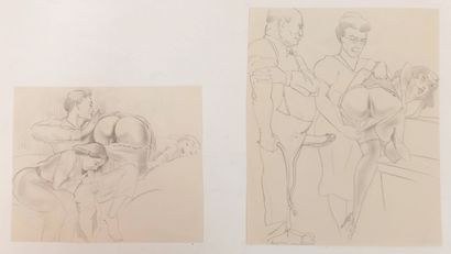 null GAGELMANN. Obscenities, circa 1950. 10 pencil drawings, of which 6 in the format...