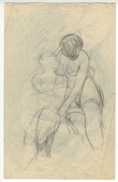 null ANONYMOUS. Couples, 1951. 6 graphite and charcoal drawings on poster paper,...