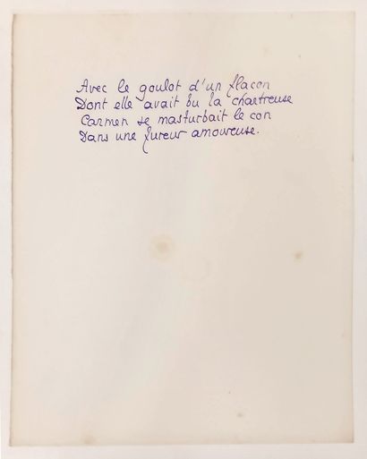 null Pierre LOUŸS. Quatrains, around 1890. 7 handwritten sheets, in violet ink, 25...