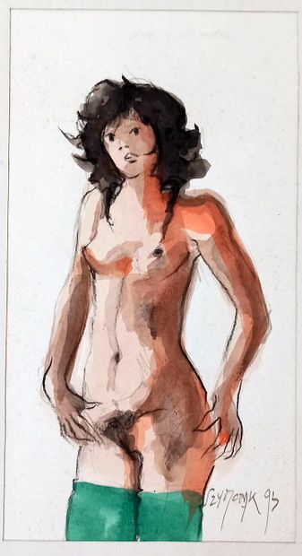null SZYMCZAK. Nude studies, 1993. 3 watercolor drawings, various sizes. Joint: 3...