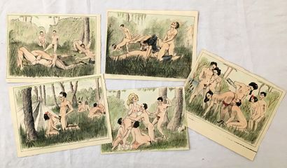 null The Surprises-Parties of Camping. 12 lithographed plates hand-colored with colored...