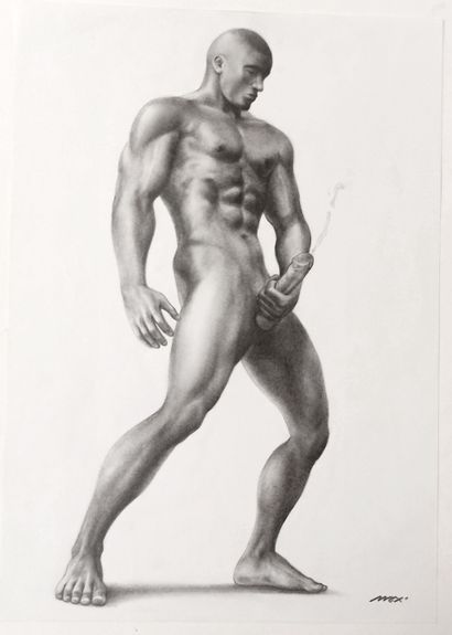 null MALE. MAX. Study of a Male Nude, ca. 1970. Pencil drawing, 30 x 21 cm. Signed...