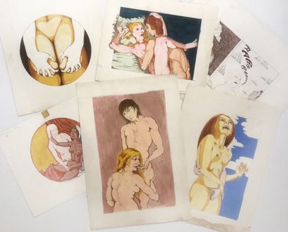 null Charles DUITS, attributed to. Solange, circa 1970. 10 watercolor drawings, 35...