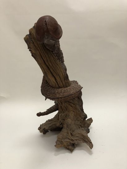 null [Artiste non identifié]. Andromède et le monstre, vers 1970. Sculpture en bois,...