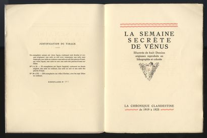 null [Pierre Mac ORLAN - Marcel VERTÈS]. The Secret Week of Venus. The Clandestine...
