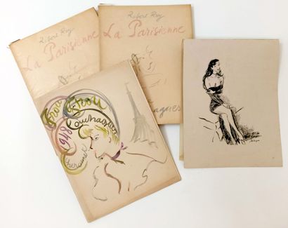 null [6 ORIGINAL DRAWINGS BY LOUIS TOUCHAGES] Louis TOUCHAGES (1893-1974). Frou-Frou,...