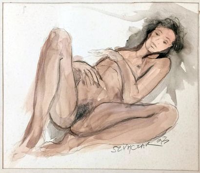 null SZYMCZAK. Nude studies, 1993. 3 watercolor drawings, various sizes. Joint: 3...