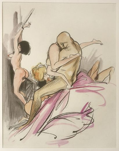 null HODGES. Marquis de Sade, circa 1960. 3 watercolors, 28,5 x 22 cm.