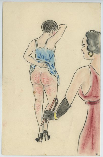 null ANONYMOUS. Spankings. 10 watercolor drawings, 22 x 15 cm. Joint: MAX. Donimatrices,...