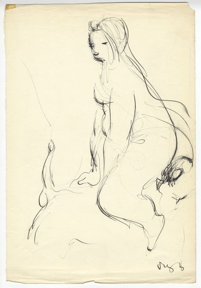 null Sylvain VIGNY (1903-1970). Erotic scenes, around 1950. 8 ink drawings and 1...