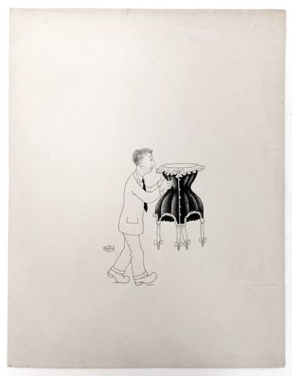 null Albert DUBOUT (1905-1976). La Guépière de Touchages, 1948. Original drawing...