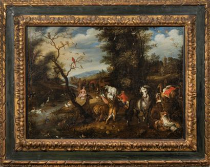 null Jacob BOUTTATS (1660 - 1718)
Le paradis terrestre
Toile
54 x 75 cm
Restaurations...
