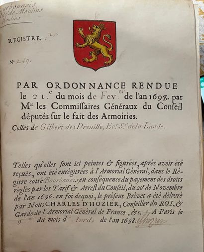 null [ARMORIAL GÉNÉRAL / MANUSCRIT]. « Bourbonnais // Généralité de Moulins ». Registre...
