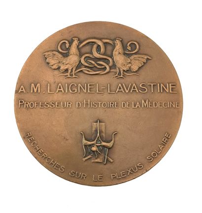 null Médaille en bronze, diamètre 7,8 cm. A. M. LAIGNEL-LAVASTINE, professeur d'Histoire...