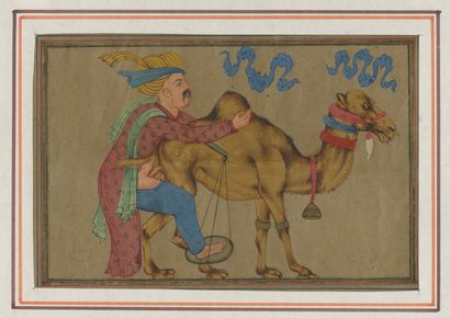 null PERSE, dans le style safavide. Le Chamelier et son chameau, début du xxe siècle....