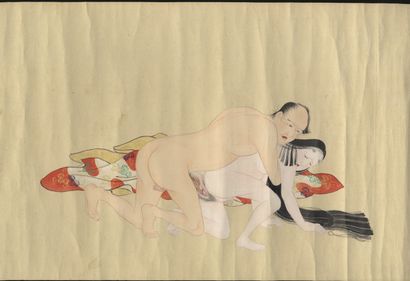 null JAPAN. Middle Edo period (1603-1868). Scroll on paper decorated with twelve...