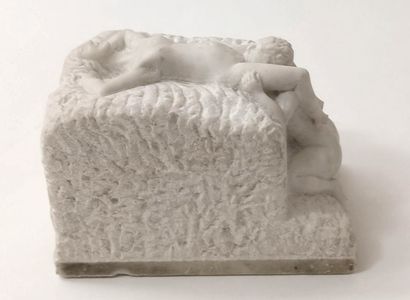 null CURIOSA. Faune et Bacchante, début xxe siècle. Sculpture en taille directe sur...