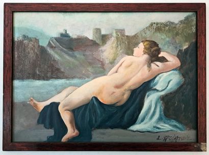 null Léopold REIGNER (1897-1981). L'Odalisque, vers 1960. Huile sur toile, 24,5 x...