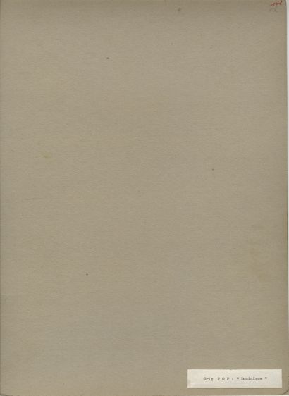 null Grig POP. Dominique, vers 1960. Épreuve argentique d'époque, 40 x 29 cm. Montée...