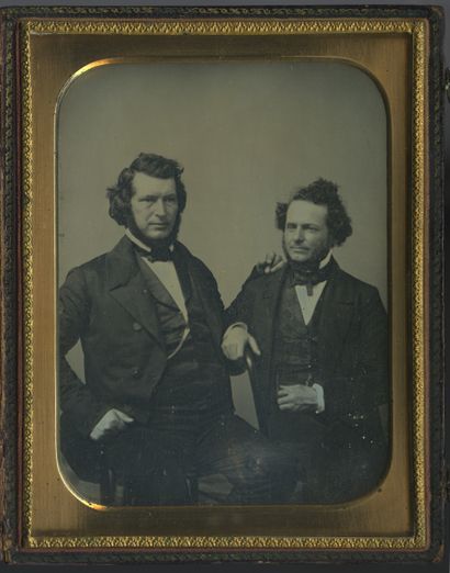 null DAGUERRÉOTYPE. [Unidentified photographer]. The Two Friends, circa 1850. Daguerreotype,...