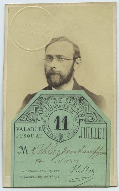null EXPOSITION UNIVERSELLE de 1867. Mr. Schlazdenhauffen's weekday card [?]. Vintage...