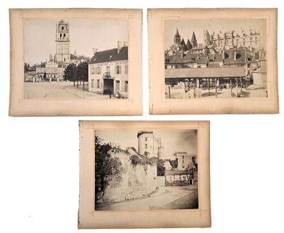 null INDRE & LOIRE. Loches, circa 1900. 3 silver prints, 21 x 27 cm. Mounted on cardboard....