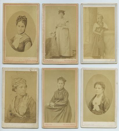 null MARTINIQUE. Portraits de femmes, vers 1860. 6 épreuves d'époque sur papier albuminé,...