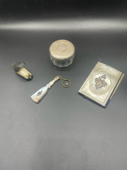 null Set comprising a crystal and silver toiletry box (unidentified goldsmith with...