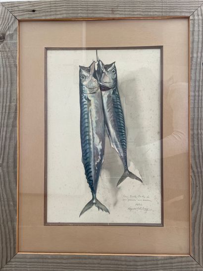 null Constantin Nepoitchitsky (died 1976) Two fish (return from fishing) Watercolour...
