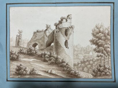 null C. Maradan (?) La visite de la Tour de Montlhéry, 1846 Drawing in black stone...