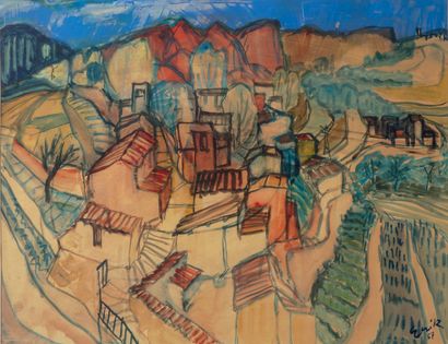 null Erik (?) Paysage de Provence, 1957 Watercolor Signed and dated lower right 57.5...