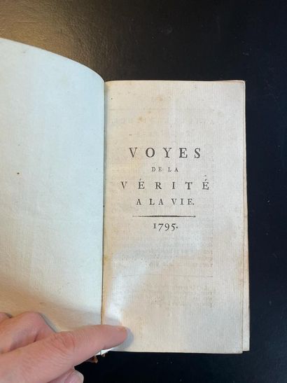 null 3 books. Voyes de la Vérité à la Vie. 1795. One vol. in-8, marbled calf, ornate...