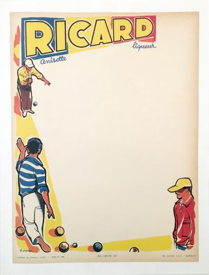 null 2 SPORTS POSTERS. S. PORTIER (?). Petanque ball games. Ricard anisette. Liqueur....