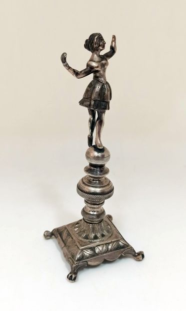 null BRAZIL. Dancer on a ball, 19th century. Silver sculpture, 17 cm. Weight 164...