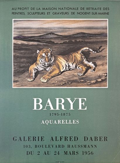 null 3 MOURLOT POSTERS. Antoine BARYE. Watercolors. Galerie Alfred DABER, March 1956....