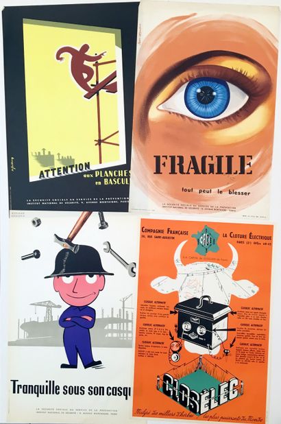 null HEALTH & SAFETY. SET OF 22 POSTERS. On the theme of Occupational Health and...