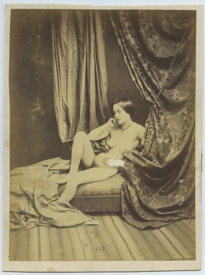 null Auguste BELLOC (1800-1867). Nude Study, circa 1855. Original salted paper print,...