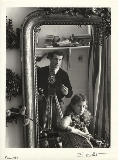 null Edouard BOUBAT (1923-1999). Self-Portrait with Lella, 1951. Posterior silver...
